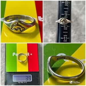 WJ Waldeck Johnson 14k Yellow Gold Dolphin & Sterling Silver Ring Sz 9.5 !!